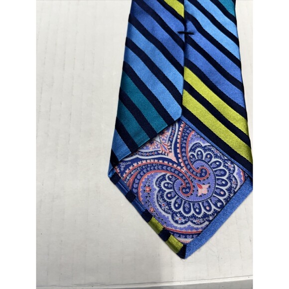 Ted Baker Men's Tie Blue Striped Silk - Picture 3 of 4